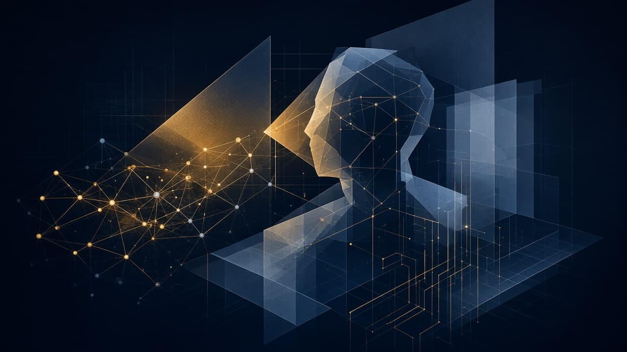 Abstract AI architect visual for Jaydeep Makwana